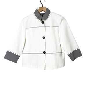 MING WANG WOMEN WHITE BLACK JACKET BUTTON TOP SIZE XS BRAND NEW